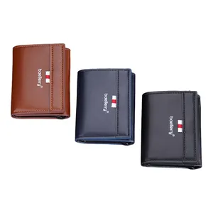 Dropshipping Product 2023 Card Wallet Men Pu Leather RFID Metal Card Holder Wallet Minimalist Sublimation Pop Up Trifold Wallet