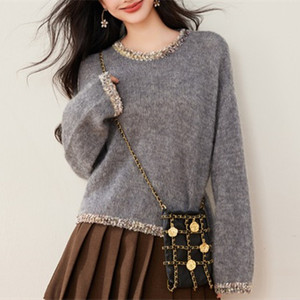 Suéter suelto de manga larga para mujer, suéter de cuello redondo - Product Image 4