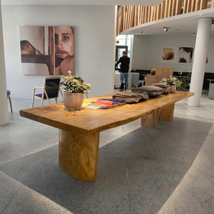 Escritorio de madera Original grande de estilo nórdico, taburetes de mesa de madera maciza de diseño moderno, otomanos para sala de estar o tienda de ropa - Product Image 6