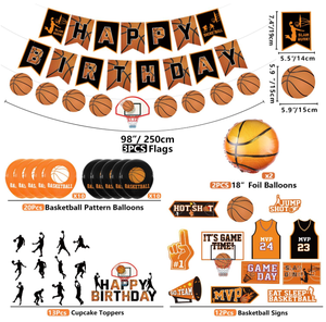 Basketbol Temalı Doğum Günü Partisi Tabaklar Bardaklar Peçeteler Masa Örtüsü Sofra Seti Pasta Süsü Afişler Çelenk Tabela Balonlar Malzemeleri - Product Image 5