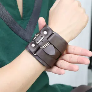 गोथिक पंक बीड़ा Steampunk सामान मध्यकालीन कलाई कफ पु Wristband