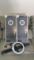 QX-260T Lampu Cincin LED Portabel 10 inci dengan Penyangga Ponsel Tripod, Daya USB, Dapat Dilipat, Suhu Warna Dapat Disesuaikan untuk TikTok YouTube Live