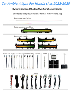 Prezzo di fabbrica stile dinamico Auto sinfonia atmosfera luce ambientale Kit decorazione per <span class=keywords><strong>Honda</strong></span> <span class=keywords><strong>Civic</strong></span> 11 2022-2025 Auto <span class=keywords><strong>interni</strong></span> - Product Image 3