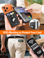 Dompet Kulit Magnetik RFID Shield dengan Penyangga dan Kantong AirTag, Tempat Kartu Kredit Lipat yang Aman untuk Casing iPhone