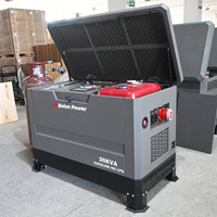 Générateur silencieux à double carburant 15-30 KVA, 4 cylindres, essence/gaz naturel, ATS intégré, châssis en acier robuste, personnalisable