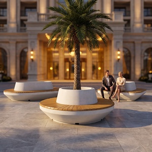Banc de jardin extérieur rond, banc de patio, siège d'arbre, siège de rue, banc de place publique - Product Image 2