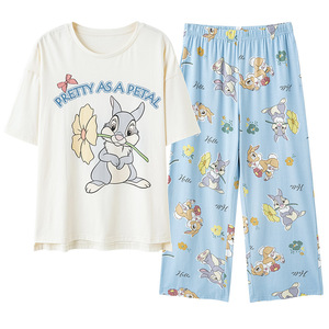 Nuovo Design <span class=keywords><strong>estivo</strong></span> da <span class=keywords><strong>donna</strong></span> abbigliamento per la casa a maniche corte 2 pezzi Set di <span class=keywords><strong>pigiama</strong></span> e pantaloni in <span class=keywords><strong>cotone</strong></span> morbido e comodo - Product Image 3