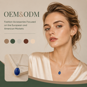Colliers pendentifs en argent plaqué OEM/ODM en gros, bijoux ovales en lapis-lazuli pour femmes - Product Image 1