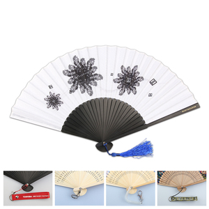 Éventails pliants portables en bambou de grande taille avec motif floral, à tenir à la main pour la décoration de mariages et de fêtes - Product Image 2