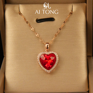 14K oro placcato amore a forma di cuore in acciaio inossidabile multicolore colorato zircone romantiche Link collane di gioielli <span class=keywords><strong>per</strong></span> <span class=keywords><strong>san</strong></span> <span class=keywords><strong>valentino</strong></span> - Product Image 3