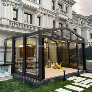 Cubiertas de <span class=keywords><strong>terraza</strong></span> de PVC de aluminio para patio de policarbonato de Diseño Popular personalizado <span class=keywords><strong>precio</strong></span> de fábrica casas de <span class=keywords><strong>cristal</strong></span> para exterior - Product Image 1