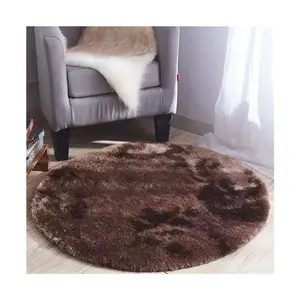 Heiß verkaufter runder Seiden woll teppich Shaggy Circular Mat Fluffy Circle Round Rug Teppich für Kinderzimmer Wohnzimmer
