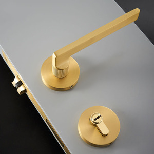 MAXERY Thiết Kế Mới Brass Khía Nội Thất Cửa Xử Lý Với Ổ Khóa Loại Đòn Bẩy Xử Lý Ổ Khóa Trang Trí Brass <span class=keywords><strong>Door</strong></span> Handles - Product Image 3