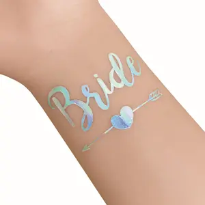 Adesivos de tatuagem de equipe de noiva, coloridas, brindes de casamento e presentes, decoração temporária de tatuagem de noiva ou chuveiro de noiva