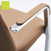 Fauteuil de bureau visiteur exécutif en cuir véritable avec dossier mi-haut et accoudoirs fixes – Vente en gros