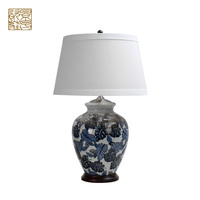 Lampes de bureau en céramique style antique vintage E27, décoration fleurs et oiseaux, lumière en porcelaine pour table de chevet, ampoule incandescente, hôtel