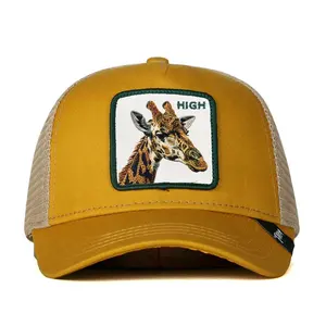도매 5 패널 자수 패치 농장 동물 모자 원래 사용자 정의 메쉬 트럭 운전사 모자 플라스틱 뒤 개폐 스포츠 모자