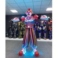 Accessoires de fête, costume de robot clown lumineux sur échasses, combinaison de robot LED rechargeable pour Halloween, spectacle de bar
