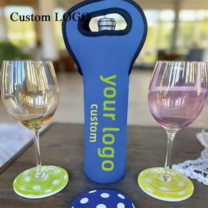 Sac fourre-tout en néoprène personnalisé avec refroidisseur de bouteille de vin, pour les réunions de famille/les fêtes et les cadeaux de bienvenue - Product Image 1