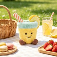 Peluche Kawaii en forme de boisson à la limonade avec tranche de citron et paille, vente en gros d'usine pour activités promotionnelles