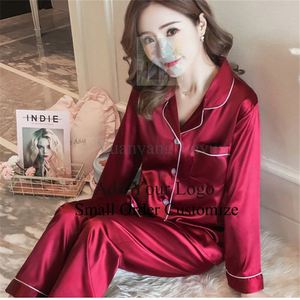 Pijamas de Seda para Mulheres com Manga Longa e Calças, Estilo Luxuoso Coreano com Desenhos de Cartoon, Roupas de Dormir Femininas - Product Image 2
