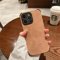 Étui de téléphone en cuir de luxe TPU pour iPhone 16 15 14 13 12 11 Pro Max Mini X Xs Xr, couleur unie rétro, coque en silicone souple