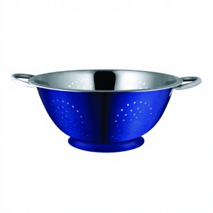 Passoire Couleur bleue passoire de cuisine Passoire Panier Famille vente en gros en acier inoxydable Légumes Fruits Nouilles - Product Image 1