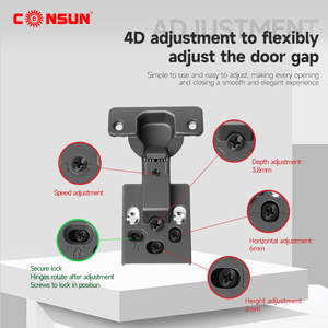 Consun Mềm Đóng Nhiệm Vụ Nặng Nề Nhà Bếp 35 Mm 4D Có Thể Điều Chỉnh Màu Đen Bản Lề Pivot Giấu Mềm Đóng Cửa Tủ Đồ Nội Thất Bản Lề - Product Image 2