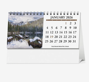 Calendari <span class=keywords><strong>da</strong></span> tavolo personalizzati con logo stampato, scenari americani, 2026, promozionali, all'ingrosso, aziendali, premium, <span class=keywords><strong>da</strong></span> tavolo, pieghevoli a tre ante, 12 mesi - Product Image 2