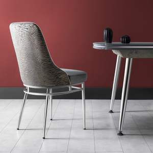 Silla de Comedor Moderna Tapizada Marmaris con Patas de Acero Inoxidable, Muebles para Hogar y Oficina - Product Image 2