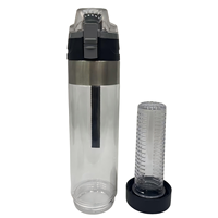 Bouteille d'eau en plastique Tritan avec infuseur à fruits, sans BPA, infuseur à citron avec filtre
