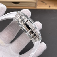 Boîtier transparent en cristal RM Hollow, verre de montre en cristal saphir, mouvement mécanique automatique tourbillon, montre de sport pour homme