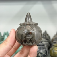 Figurine Citrouille Sorcière en Pierre Naturelle Brute, Mini Statue d'Halloween en Pierres Précieuses Mixtes, Pierre de Guérison Feng Shui pour Bureau - Vente en Gros