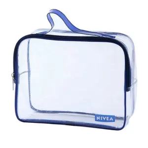 Custom Transparent Waterproof Cosmetic Wash Bag PVC Clear Vinyl Zippered Makeup Pouch Vacation Set Package