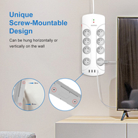 Multiprise domestique sécurisée avec prise UE, 4 ports USB, 8 prises, protection contre les surtensions 16A, en PC+ABS, compatible NFC, pour applications électriques