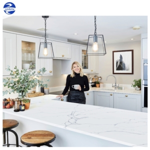 Hot salable prefab <span class=keywords><strong>2cm</strong></span> 3cm cắt calacatta đá cẩm thạch trắng sang trọng đá thạch anh nhà bếp bàn làm việc bàn - Product Image 3