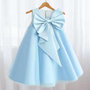<span class=keywords><strong>Robe</strong></span> de princesse en mousseline de soie sans manches avec grand nœud pour <span class=keywords><strong>fille</strong></span>, <span class=keywords><strong>robe</strong></span> de fête pour enfant, <span class=keywords><strong>robe</strong></span> de demoiselle d'honneur pour <span class=keywords><strong>mariage</strong></span> ou anniversaire - Product Image 1