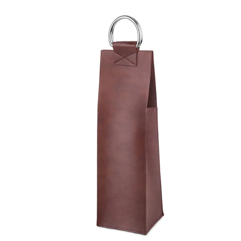 YY Classical Leather Wine Tote Portable Wine Bag Gift Bags Carrier Single Bottle Wine Bag