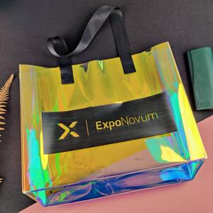 Logo personnalisé épais pvc holographique laser durable réutilisable fourre-tout d'épicerie poignée en nylon sac à provisions en PVC - Product Image 3