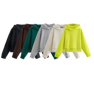 Sudadera con capucha para mujer, de algodón y algodón, 6 colores, informal, holgada - Product Image 3