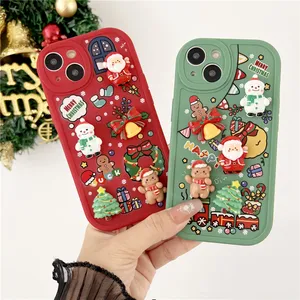 Cartoon Christmas New Year Gifts Phone Case for iphone 11 12 13 14 plus for iphone 15 christmas tree case