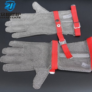 Chaîne en métal à cinq doigts, gants résistants aux coupures, avec longue manchette, <span class=keywords><strong>pour</strong></span> le boucherie - Product Image 4