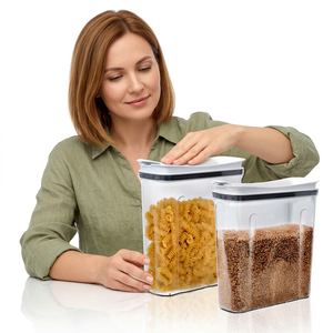 <b>Plastic</b> Cylinder Food <b>Storage</b> <b>Containers</b> Flip Top Lids Airtight Stackable <b>Large</b> Capacity Freshness Preservation Modern Portable - Product Image 1