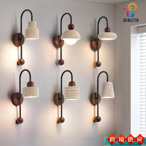Lámpara de pared de piedra Huangdong minimalista moderna, control de interruptor Led E27 para dormitorio, sala de estar, pasillo, escalera - Product Image 5