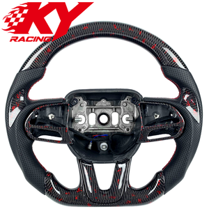 Accessoires de voiture pour Dodge Durango Challenger SRT/RT Charger Scat Pack Hellcat, volant personnalisé en fibre de carbone et cuir véritable - Product Image 1