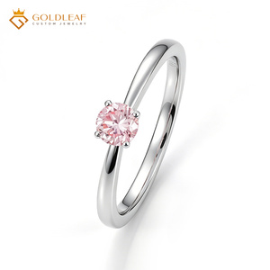 Bague de fiançailles vintage unisexe en platine PT950 Goldleafgem avec moissanite rose taille ronde 1, 2 ou 3 carats, sertie à griffes, pour usage quotidien - Product Image 1