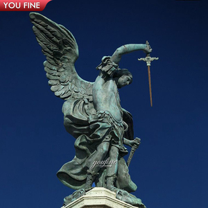 Scultura YOUFINE in Bronzo dell'Arcangelo Michele, Corpo Nero con <span class=keywords><strong>Ali</strong></span> Dorate, Spada e Scudo, Statua Religiosa per Decorazione di Chiese e Cattedrali - Product Image 6
