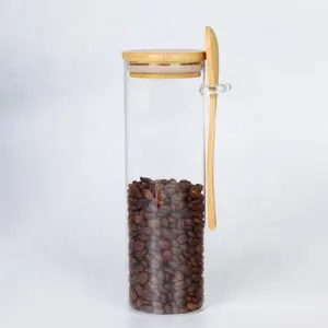 Huishouden Keuken Artikelen Opslag Glazen Pot Verdikte Transparant Glas Vochtbestendige Bamboe Deksel En Lepel
