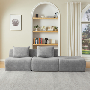 Vacuum Roll Packed Modular Cube <b>Sofa</b> 3-Seater Linen Textile Sectional Couch Frameless <b>Foam</b> Furniture Vacuum Compressed - Product Image 4
