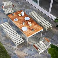 Ensemble de table et chaises en métal pour patio extérieur, jardin, villa, balcon, meubles de salle à manger pour cour, résistant à la rouille, imperméable